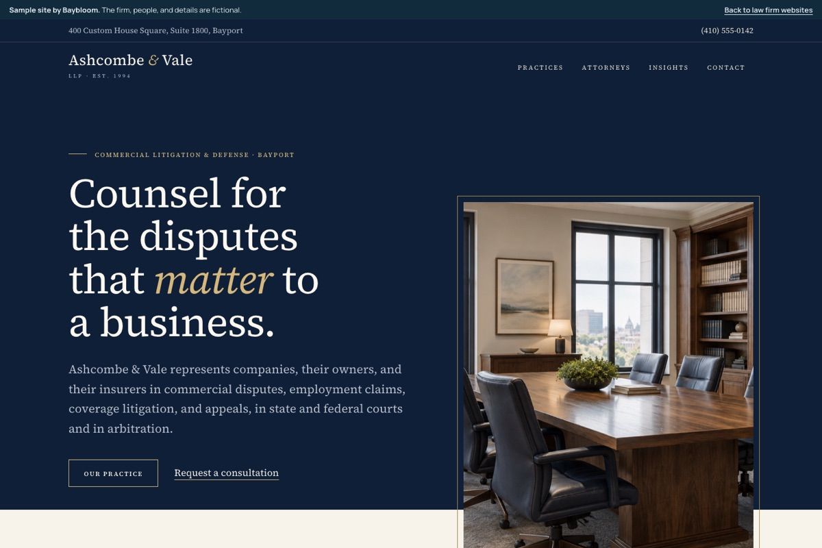Home page of the Ashcombe & Vale sample site